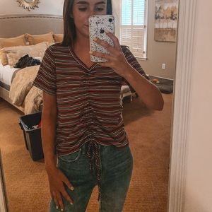 lizard thicket multicolored striped tie top